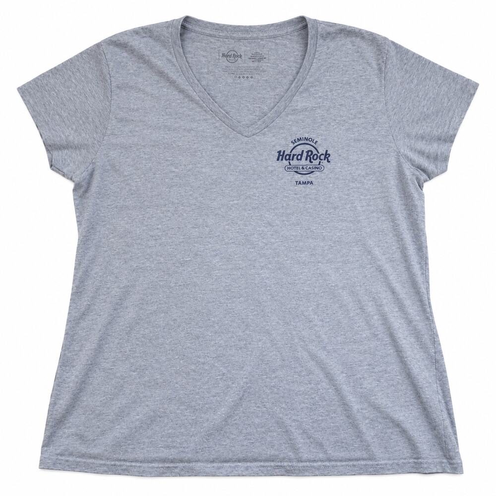 Hard Rock Tampa Gasparilla Pirate Skull V-Neck T-Shirt Gray 2XL